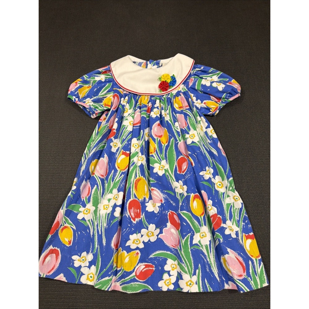 Vintage Rare Editions 6x Girls Ballon Bid Dress Puff Sleeves Tulip Floral